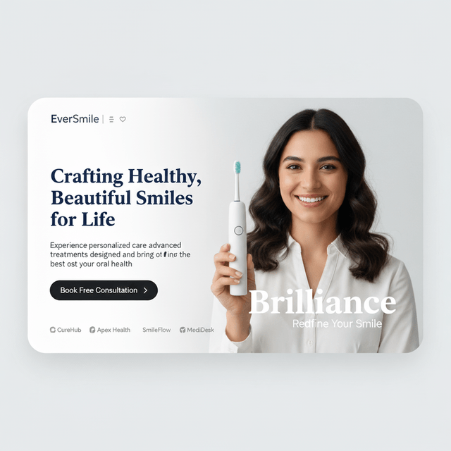 EverSmile, Dentist Healthcare branding - One page landing done in no code done in framer